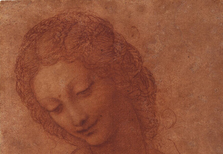'Cabeça de Mulher', desenho em sanguínea atribuído a Leonardo